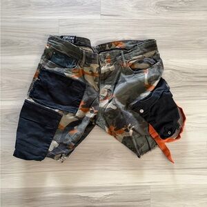 Jordan Craig Camo Patchwork Utility Shorts with Black Accent